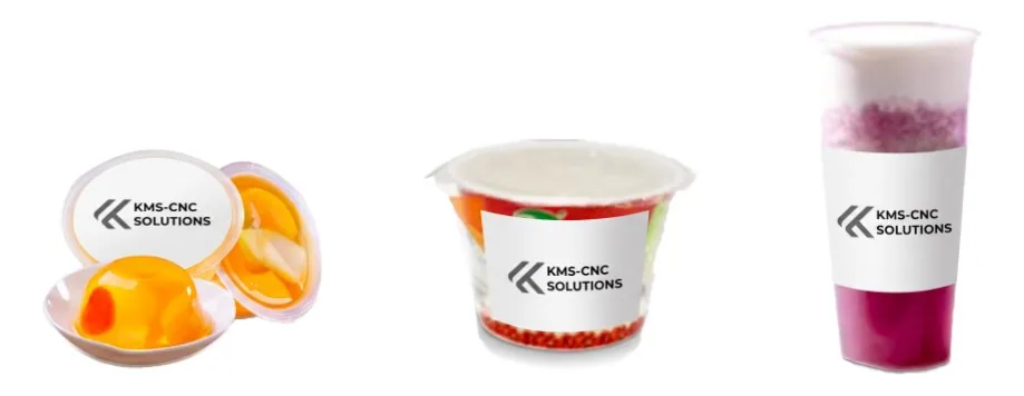 Typische Produkte und Gebinde für Befüll- und Verschließmaschine für Becher und Schachteln