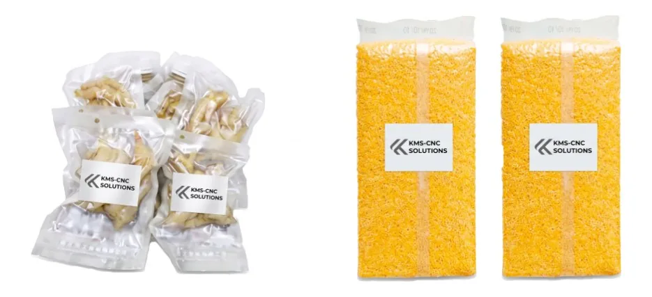 Typische Produkte und Gebinde für Zweikammer-Vakuumverpackungsmaschine