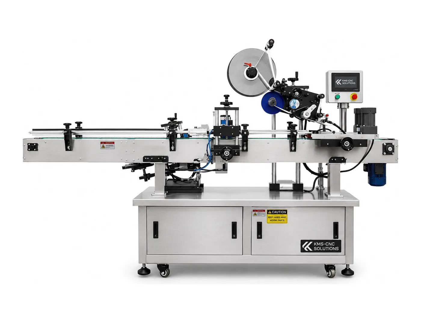 Etikettiermaschine für konische Produkte – Seiten-, Oberseiten- und Konus-Etikettierung für eine Vielzahl von Produkten