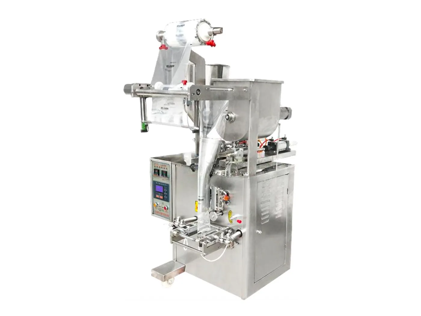 Verpackungsmaschine für Beutel mit Flüssigkeiten – Kompakte Beutelmaschine für flüssige und pastöse Produkte wie Shampoo, Öl, Honig und Joghurt